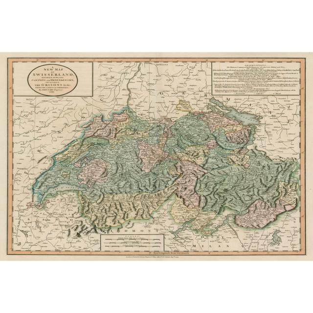 Vintage Map Of Switzerl& by John Cary - Wrapped Canvas Art Prints Longshore Tides Size: 61cm H x 91cm W x 3.8cm D on Productcaster.