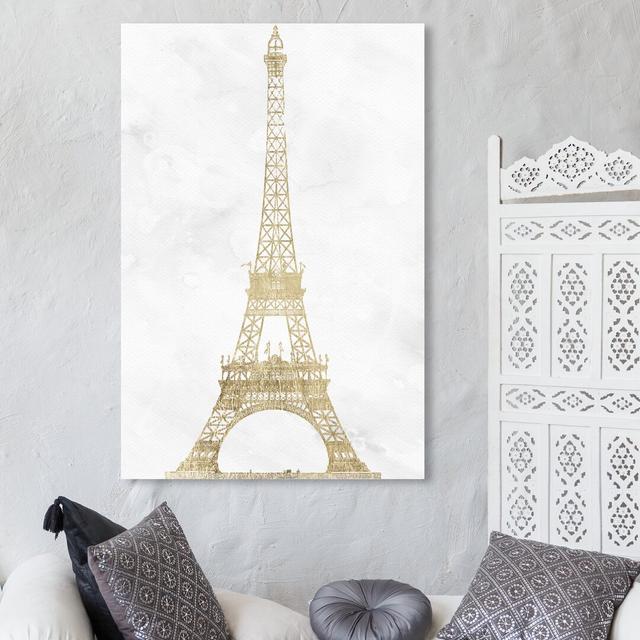 Moin Eiffel Gold - No Frame Print on Canvas East Urban Home Size: 38.1 cm H x 25.4 cm W on Productcaster.