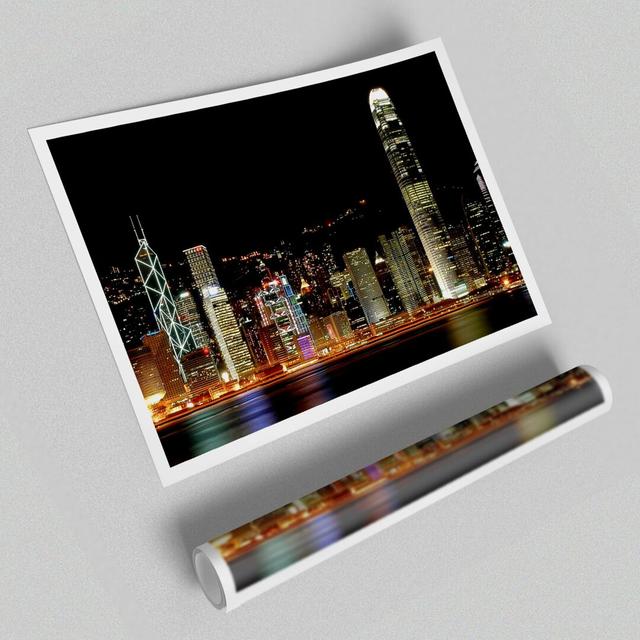 Hong Kong at Night - Photograph Print on Paper East Urban Home Size: 42cm H x 59.4cm W on Productcaster.