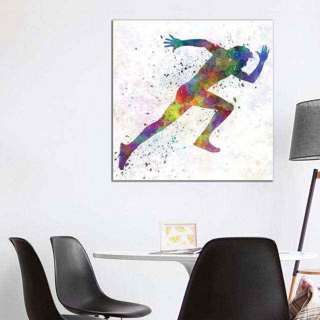 Man Running Sprinting Jogging I by Paul Rommer - Painting on Canvas Ebern Designs Size: 93.98cm H x 93.98cm W x 1.91cm D, Format: Wrapped Canvas on Productcaster.