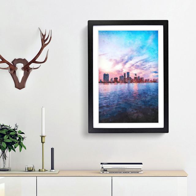 Miami Florida Skyline - Picture Frame Painting Print East Urban Home Frame Option: Black Framed, Size: 87cm H x 62cm W x 2cm D on Productcaster.