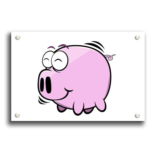 Happy Pig Smiling Paper Print East Urban Home Size: 59.4cm H x 84.1cm W, Colour: White on Productcaster.