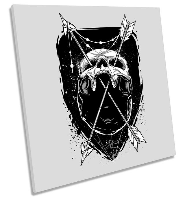 Skull Mouth Arrows Picture CANVAS WALL ART Square Print Happy Larry Size: 40.6cm H x 40.6cm W x 2cm D on Productcaster.