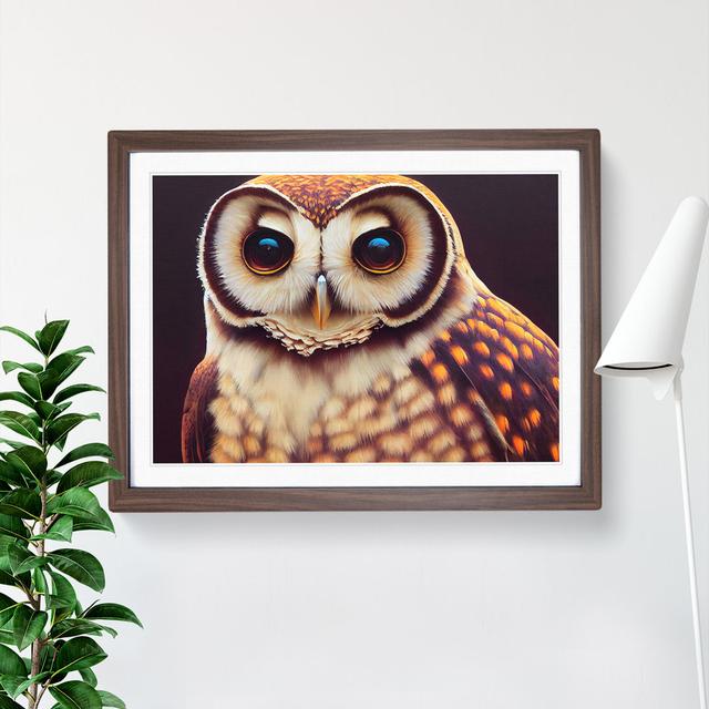 Face of an Owl Vol.5 - Picture Frame Painting Alpen Home Frame Colour: Walnut, Size: 34cm H x 46cm W x 2cm D on Productcaster.