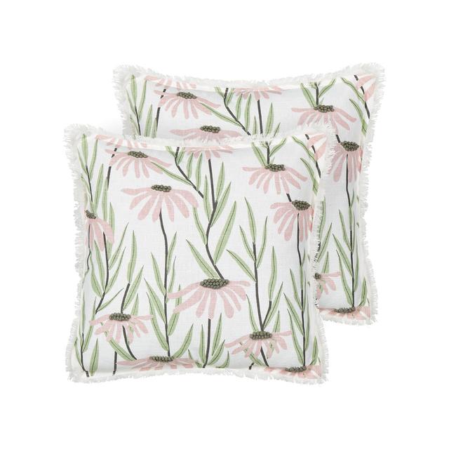 Orma Floral White Square Throw Cushion With Filling (Set of 2) August Grove on Productcaster.