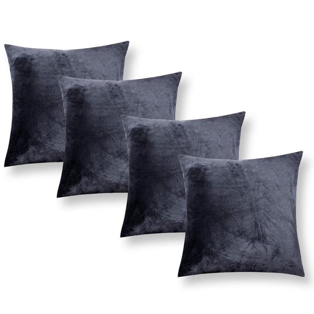 Apex Crushed Velvet Cushion Cover Set (Set of 4) Fairmont Park Colour: Charcoal on Productcaster.