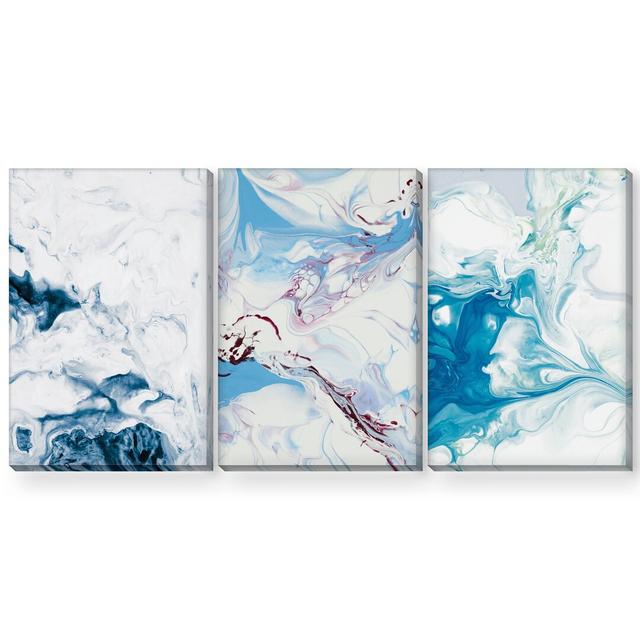 Abstract Waters - 3 Piece Graphic Art Set on Canvas Clock Canvas Format: Wrapped Canvas, Size: 100cm H x 225cm W x 3.8cm D on Productcaster.