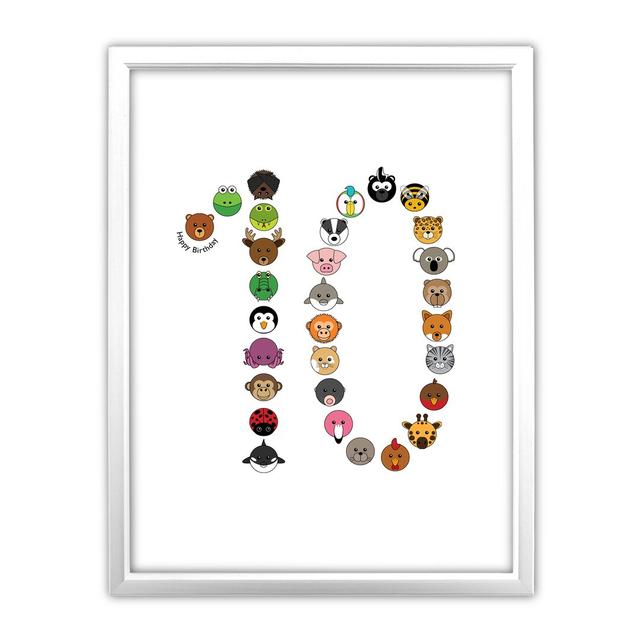 Animaru Number 10 Framed Graphic Art East Urban Home Frame Colour: White on Productcaster.