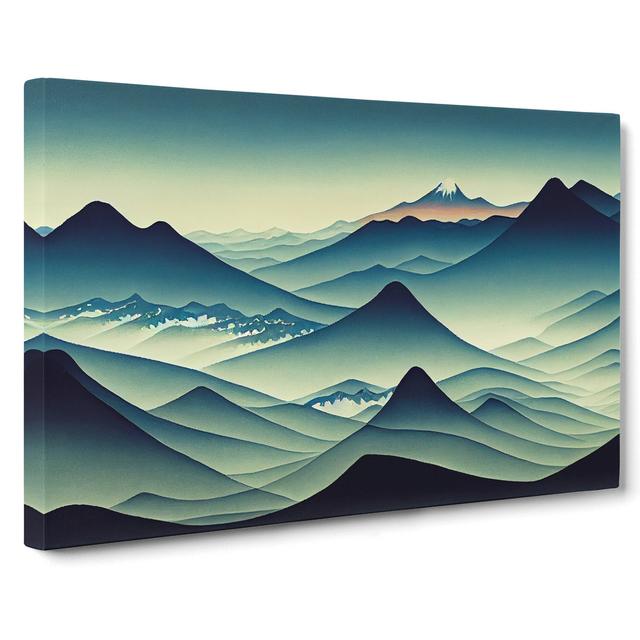 Serene Japanese Mountains - Wrapped Canvas Graphic Art Alpen Home Size: 35cm H x 50cm W x 3cm D on Productcaster.