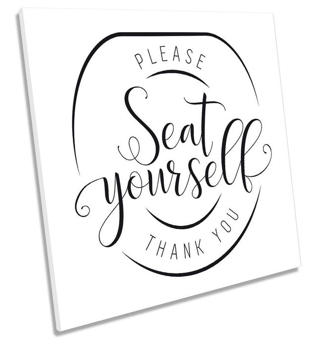 Bathroom Toilet Seat Yourself Picture CANVAS WALL ART Print Square White Happy Larry Size: 40.6cm H x 40.6cm W x 2cm D on Productcaster.