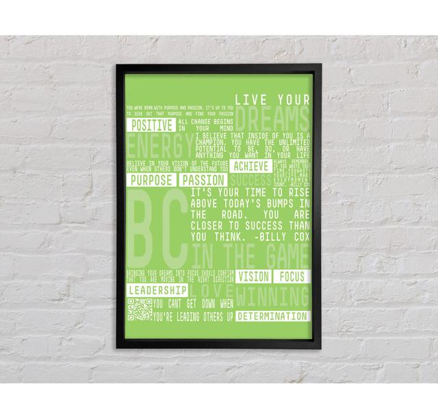 Live Your Dreams Lime - Single Picture Frame Typography on Canvas Bright Star Size: 84.1cm H x 59.7cm W x 3.3cm D on Productcaster.