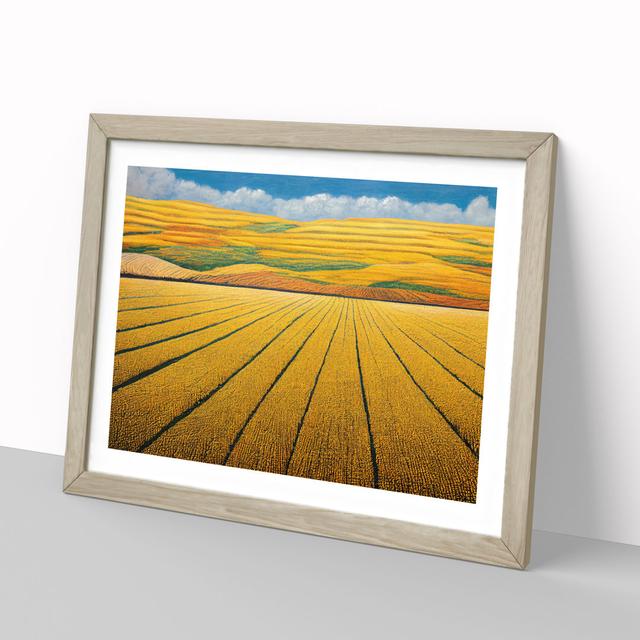 Inspirational Wheat Field House of Hampton Size: 25cm H x 34cm W x 2cm D, Frame Colour: Oak on Productcaster.