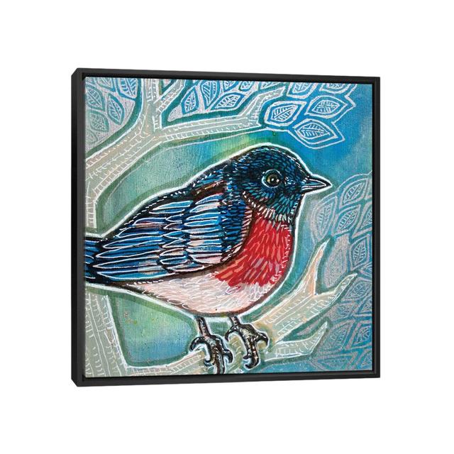 Bluebird of Happiness by Lynnette Shelley - Painting on Canvas Rosalind Wheeler Size: 45.72cm H x 45.72cm W x 3.81cm D, Format: Black Floater Frame on Productcaster.