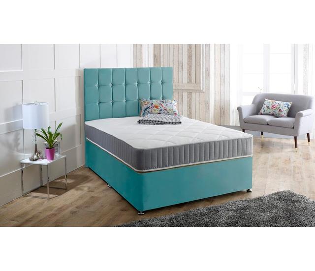 Jeanette Divan Bed & Headboard Fairmont Park Size: Single (3'), Colour: Teal on Productcaster.