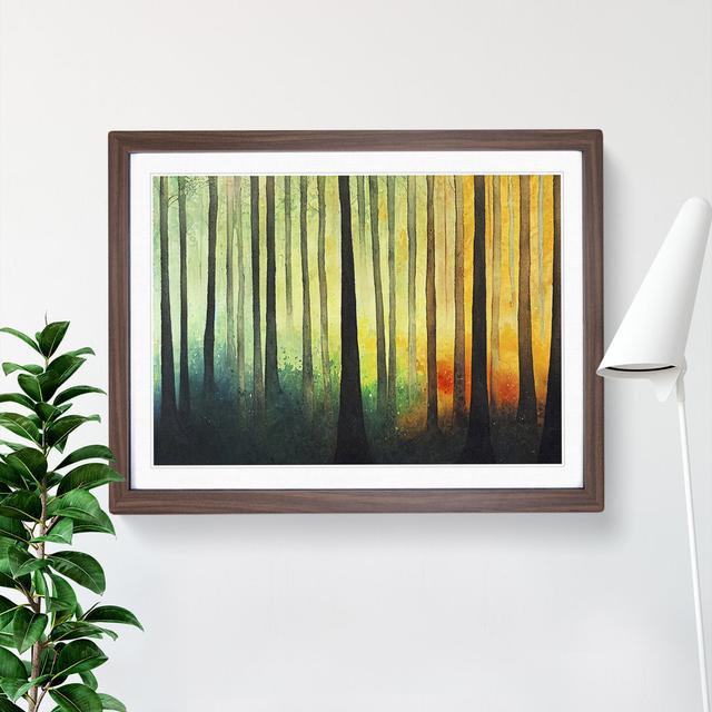 Enchanting Colourful Forest - Single Picture Frame Print Alpen Home Frame Colour: Walnut Framed, Size: 46cm H x 64cm W x 2cm D on Productcaster.