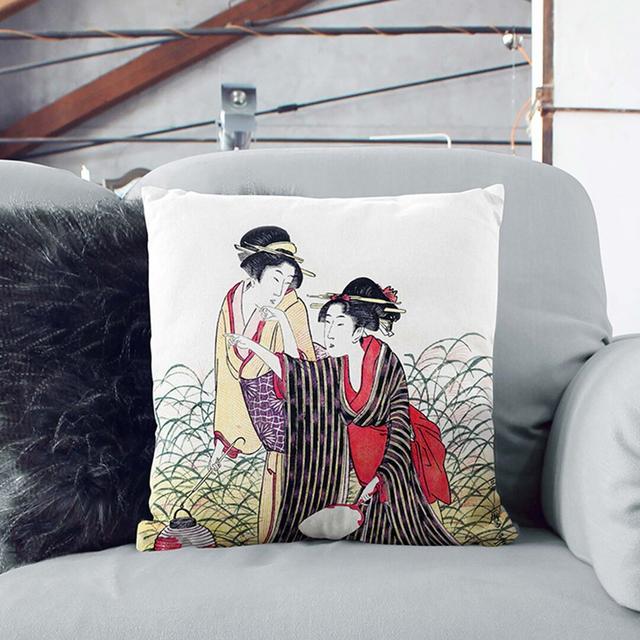 Elopers in Musashino by Kitagawa Utamaro Cushion with Filling East Urban Home Size: 55cm H x 55cm W x 20cm D, Backing Colour: Stone on Productcaster.