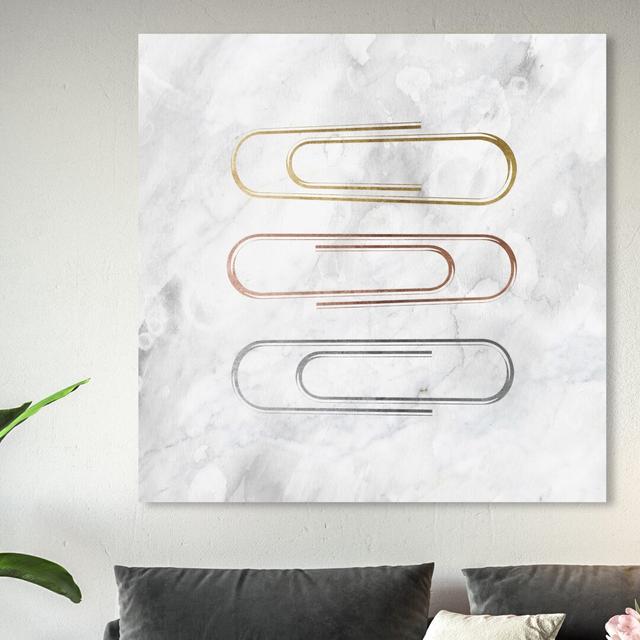 'Metallic Paper Clips' Graphic Art on Wrapped Canvas East Urban Home Size: 109 cm H x 109 cm W x 4 cm D on Productcaster.