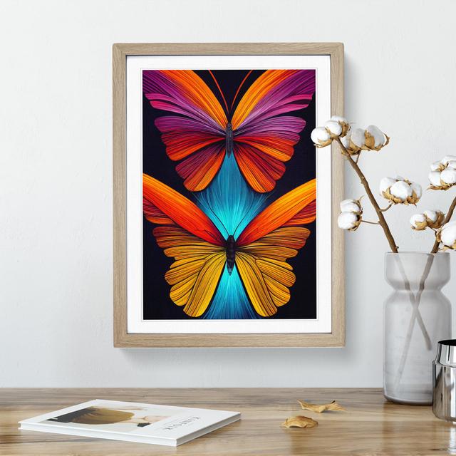 Two Vivid Butterflies - Print Brambly Cottage Matte Colour: White, Size: 48cm H x 36cm W, Format: Oak Picture Frame on Productcaster.