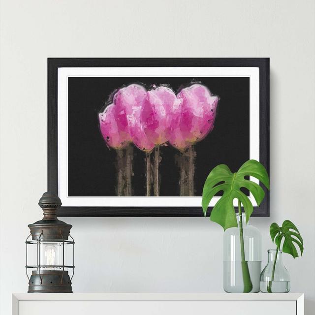 Row of Pink Tulips in Abstract - Picture Frame Painting Print East Urban Home Frame Option: Black, Size: 40cm H x 60cm W x 2cm D on Productcaster.