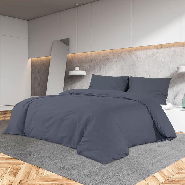 Khasim Solid Colour Duvet Cover Set with Pillowcases 17 Stories Colour: Anthracite, Size: Super King - 2 Standard Pillowcases on Productcaster.