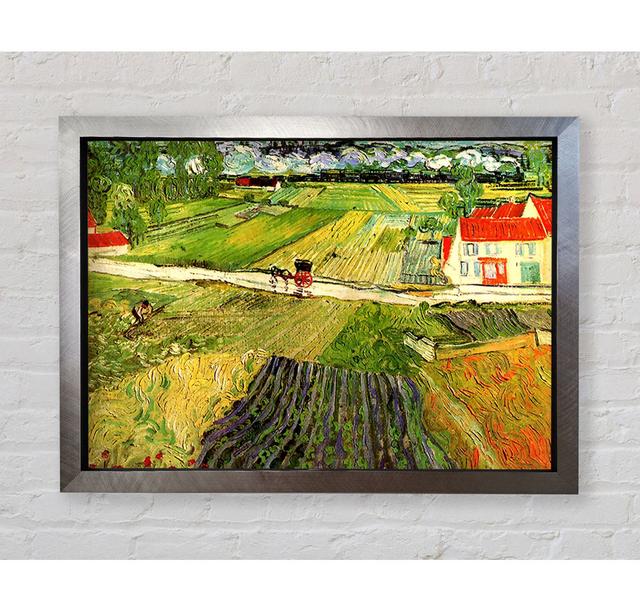 Van Gogh Landscape With Carriage And Train In The Background - Print Bright Star Size: 100cm H x 141.4cm W x 3.4cm D on Productcaster.