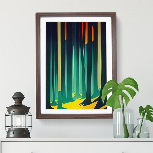 Vivid Forest Abstract - Picture Frame Graphic Art Metro Lane Size: 46cm H x 34cm W x 2cm D, Frame Colour: Walnut Framed on Productcaster.