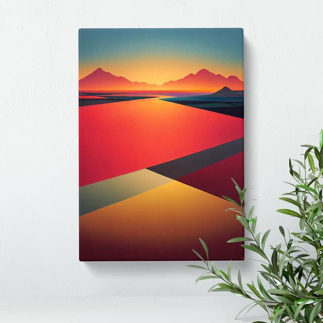 Abstract Art Mountain Sunset No.5 - Wrapped Canvas Painting George Oliver Size: 76cm H x 50cm W x 3cm D on Productcaster.