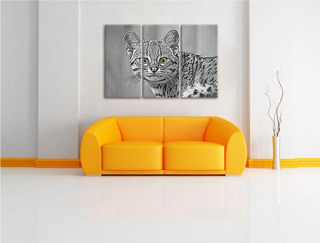 3-tlg. Leinwandbilder-Set „Kleine Bengalkatze“, Grafikdruck East Urban Home on Productcaster.