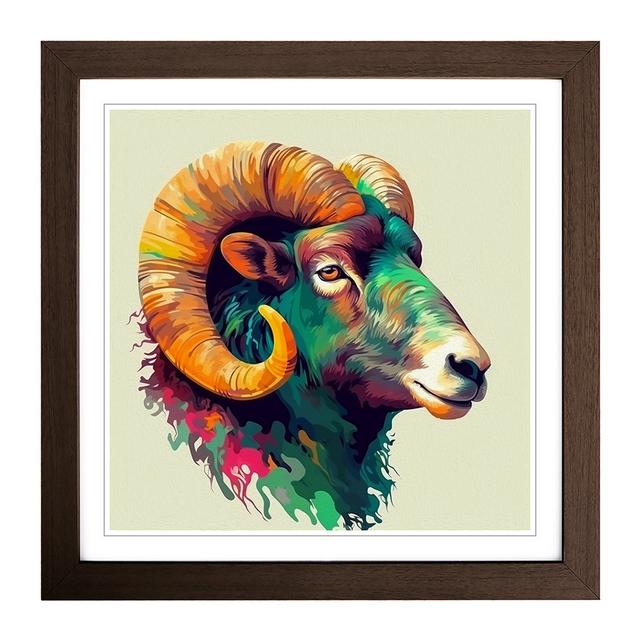 Ram Sheep - Single Picture Frame Art Prints on Wood 17 Stories Frame Colour: Walnut on Productcaster.