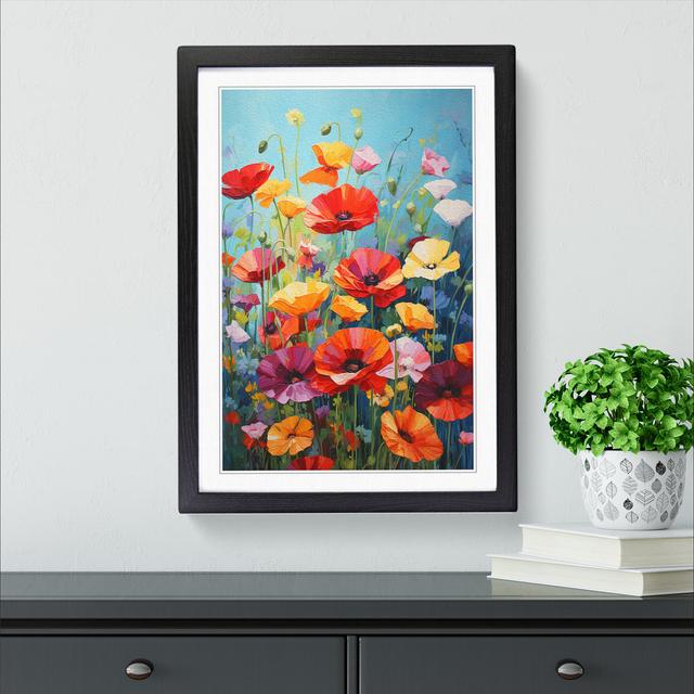 Poppy Flower Colour Field - Single Picture Frame Print on Wood Marlow Home Co. Format: Black Framed, Size: 64cm H x 46cm W x 2cm D on Productcaster.