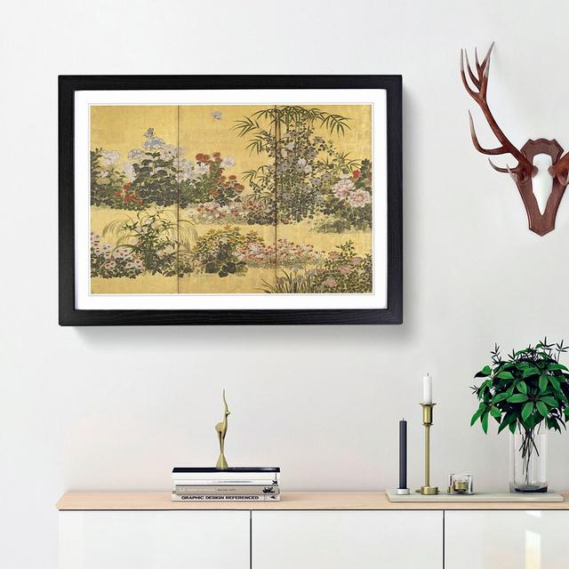 Flowers and Butterflies by Tawaraya Sotatsu - Picture Frame Painting Print East Urban Home Size: 27cm H x 36cm W x 2cm D, Frame Option: Black Framed on Productcaster.