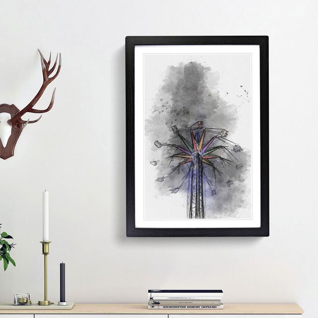 Carnival Ride at Night in Abstract - Picture Frame Graphic Art Print East Urban Home Size: 36cm H x 27cm W x 2cm D, Frame Option: Black Framed on Productcaster.