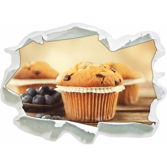 Wandtattoo Muffins mit Schokoraspeln und Blaubeeren East Urban Home Größe: 67 cm H x 92 cm B x 0,02 cm T on Productcaster.