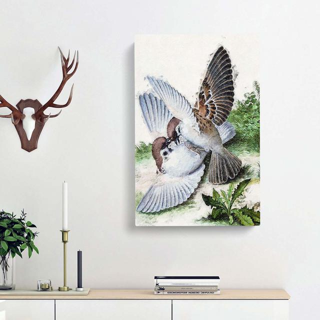 Two Birds by Lang Shining - Wrapped Canvas Painting East Urban Home Size: 76cm H x 50cm W x 3cm D on Productcaster.