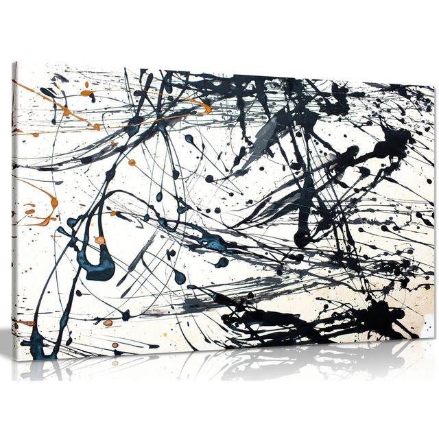 Abstract Modern Art Jackson Pollack Style Canvas Wall Art Picture Print Panther Print Size: 51cm H x 76cm W on Productcaster.