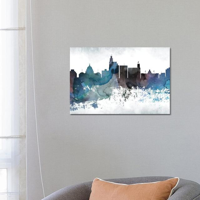 Jackson Mi Skyline by WallDecorAddict - Wrapped Canvas Art Prints Latitude Run Size: 45.72cm H x 66.04cm W x 3.81cm D on Productcaster.