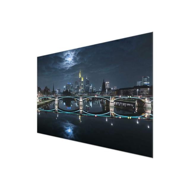 Frankfurt with Full Moon - Photograph Print on Glass East Urban Home Size: 40cm H x 60cm W x 0.4cm D on Productcaster.