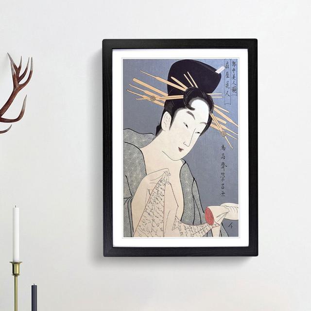 Portrait of a Woman by Chokosai Eishoo - Picture Frame Painting Print East Urban Home Size: 36cm H x 27cm W x 2cm D, Frame Option: Black Framed on Productcaster.