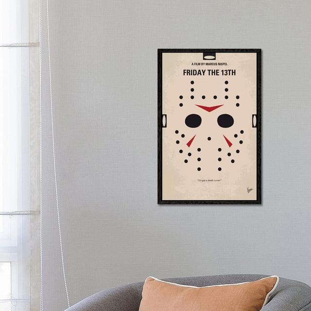 Friday The 13th Minimal Movie Poster by Chungkong - Print on Canvas Ebern Designs Size: 66.04cm H x 45.72cm W x 3.81cm D, Format: Black Framed on Productcaster.