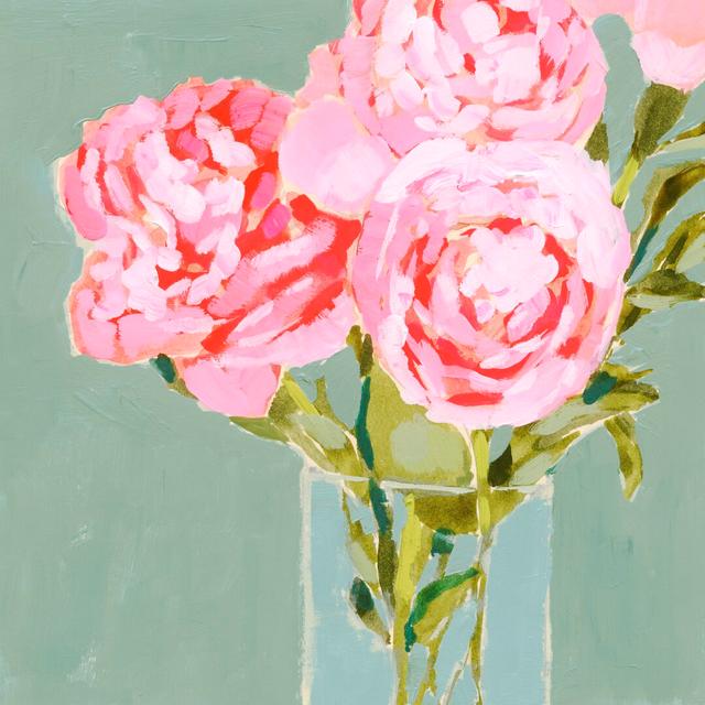 Popping Peonies II by Victoria Barnes - Wrapped Canvas Painting Rosalind Wheeler Size: 76cm H x 76cm W on Productcaster.