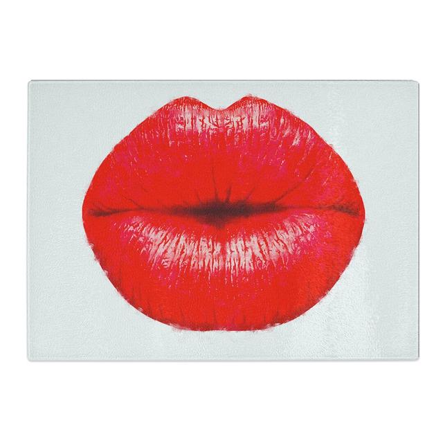 Lips Kiss Painting Chopping Board East Urban Home Size: 0.4cm H x 20cm W x 28.5cm L on Productcaster.