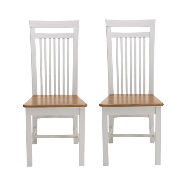 Boston Dining Chair Set (Set of 2) August Grove Colour: Stained and varnished white/Brown on Productcaster.