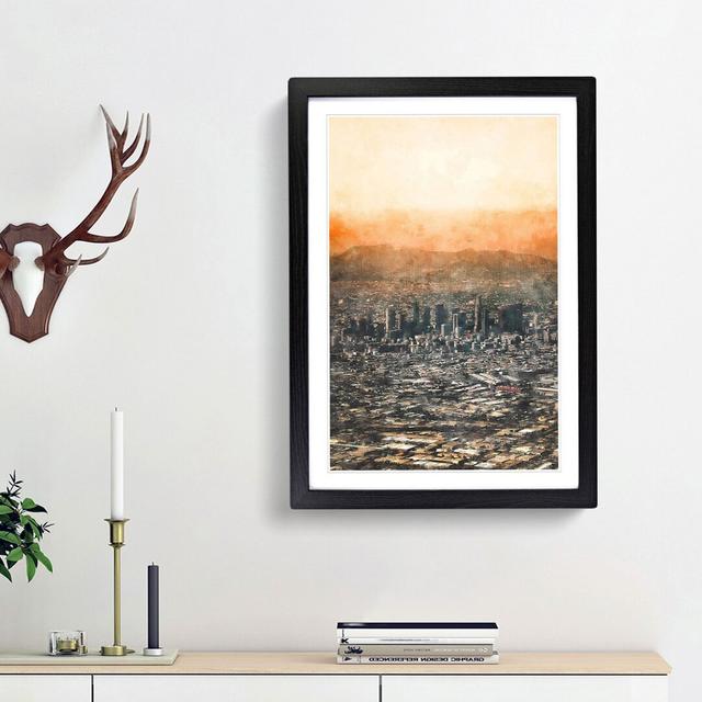 High over the Los Angeles Skyline - Picture Frame Painting Print East Urban Home Size: 87cm H x 62cm W x 2cm D, Frame Option: Black Framed on Productcaster.