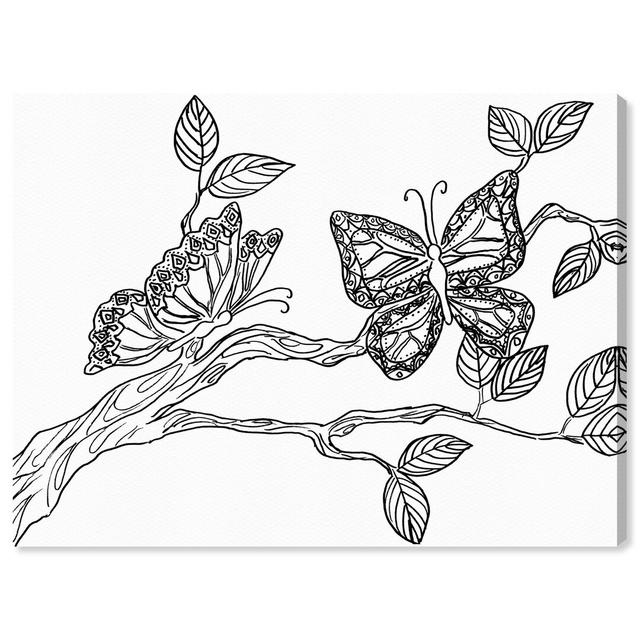 'Drawing Butterfly' Drawing Print on Wrapped Canvas Oliver Gal Size: 76.2cm H x 101.6cm W on Productcaster.