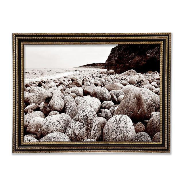 Pebbles Of The Ocean Brown Framed Print Highland Dunes Size: 29.7cm H x 42cm W x 3cm D on Productcaster.