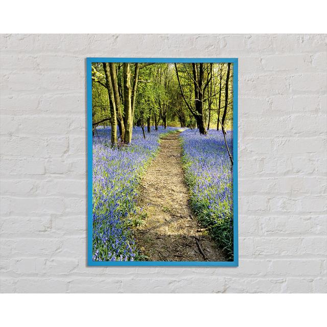 Bluebell Path - Drucken Union Rustic Format: Poster mit Naturholz-Rahmen, Größe: 42 cm H x 29,7 cm B x 2 cm T on Productcaster.