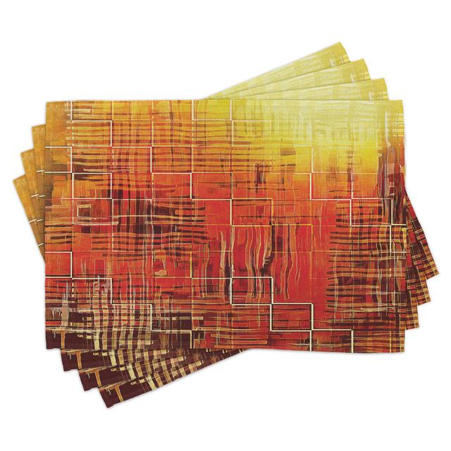 Place Mats Set of 4, Grunge Retro Mosaic, Orange Yellow (Set of 4) East Urban Home on Productcaster.