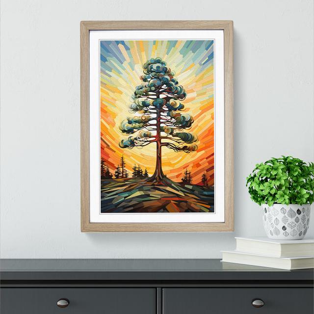 Pine Tree Orphism Big Box Art Frame Colour: Oak, Size: 64cm H x 46cm W x 2cm D on Productcaster.