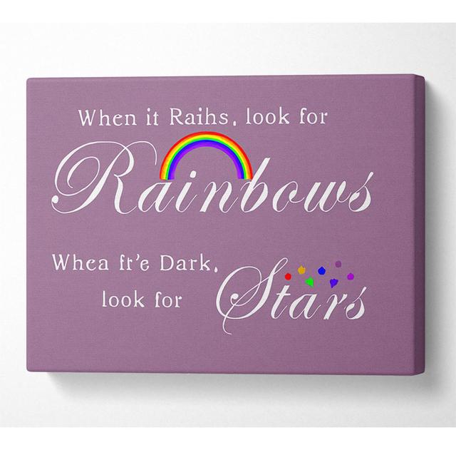 When It Rains Look For Rainbows 2 Dusty Pink - Print Happy Larry Size: 50.8cm H x 81.3cm W x 10cm D on Productcaster.