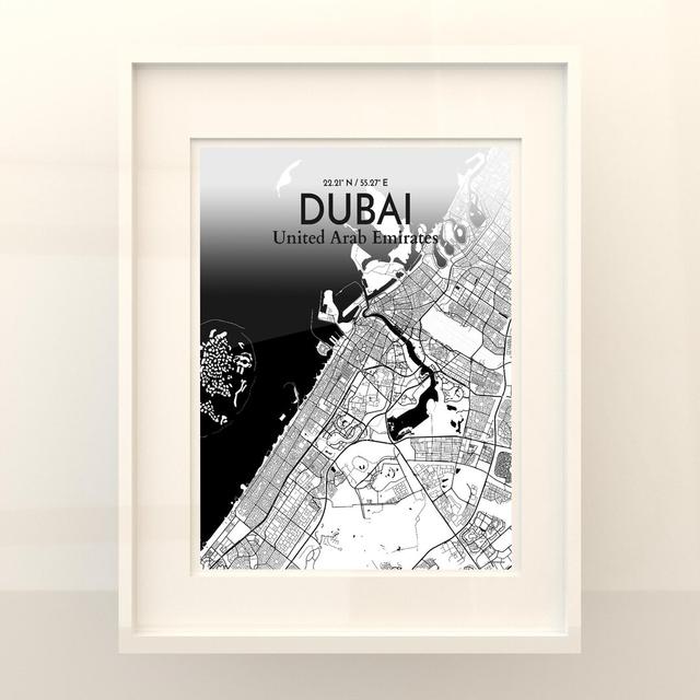 Dubai City Map in Ink - Single Piece Unframed Graphic Art Print on Paper Borough Wharf Size: 20cm H x 16cm W x 0.05cm D on Productcaster.